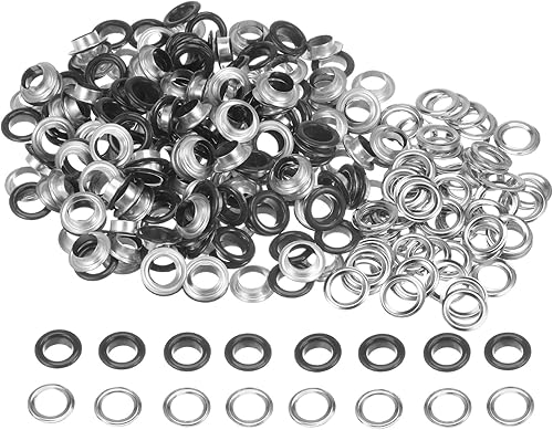 Miniatura 31 de HARFINGTON Juego de 200 ojales redondos de color de 0.394 pulgadas, ojales metálicos con arandelas para álbumes de recortes, zapatos, ropa, lona