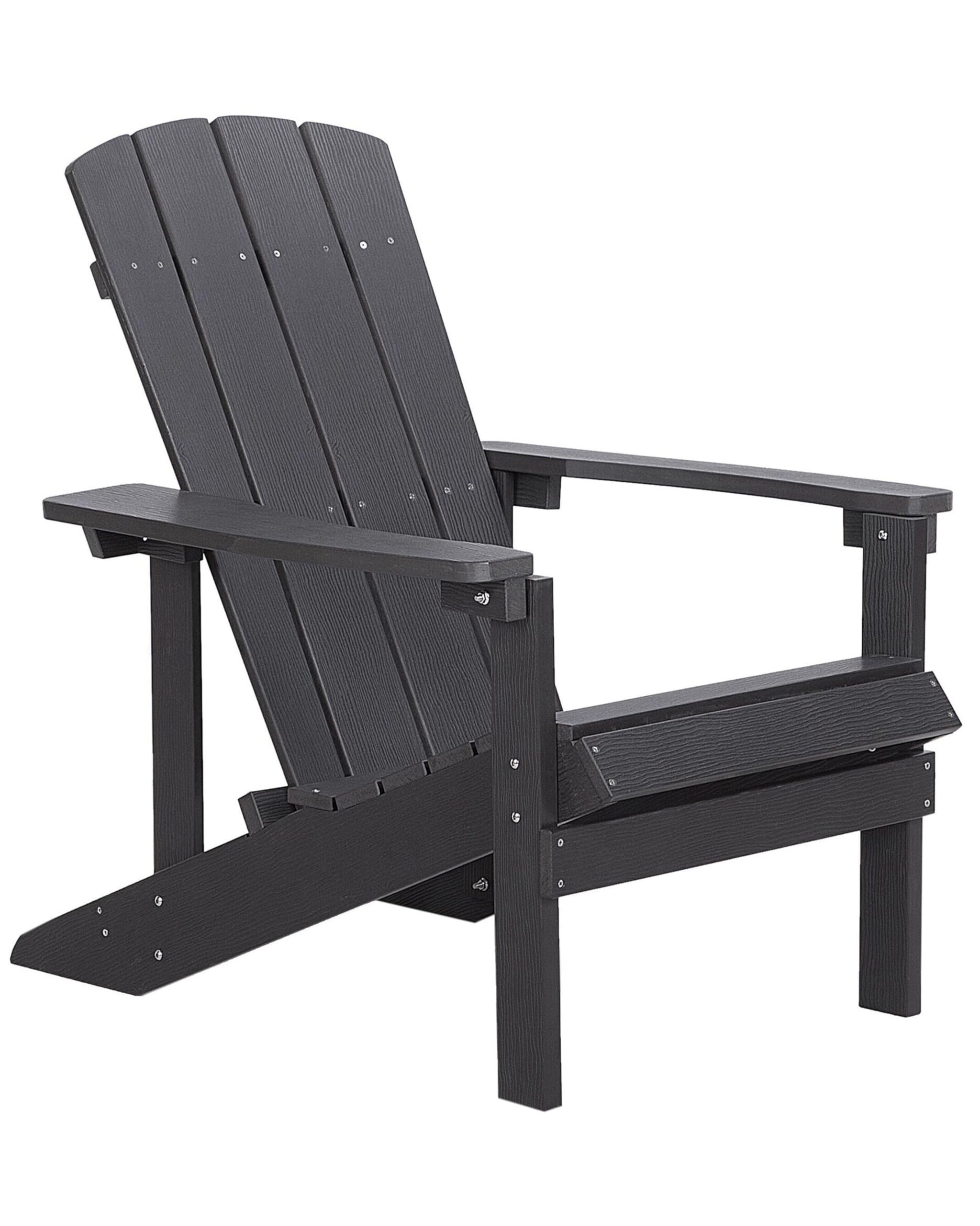 Beliani Silla de jardín Gris Oscuro de Madera sintética Resistente a la Intemperie Estilo Moderno Adirondack