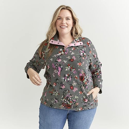 Miniatura 6 de Vera Bradley Sudadera de forro polar con cuello a presión para mujer con bolsillos (rango de tallas extendidas)