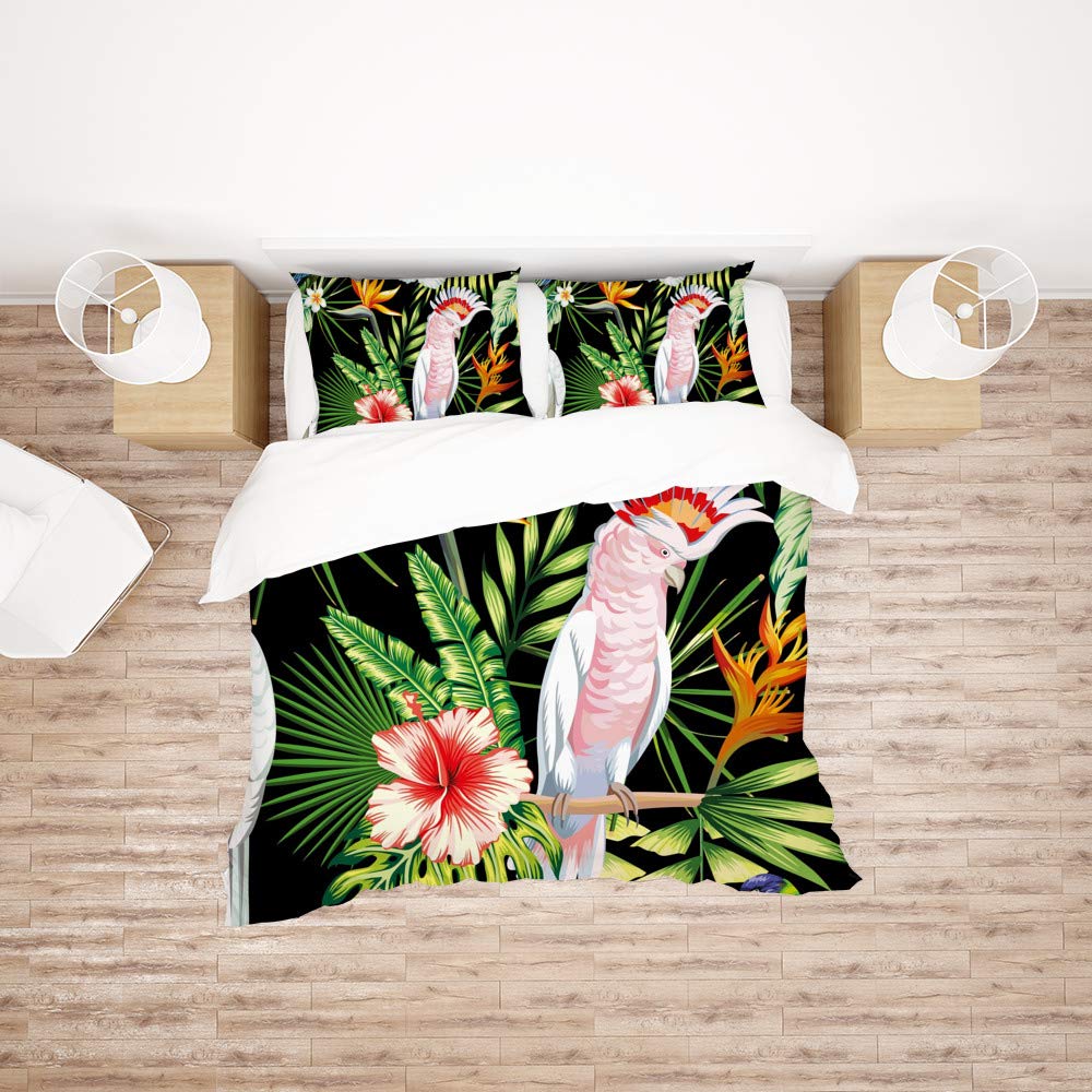 Housse de couette perroquet infroissable en polyester pour grand lit King
