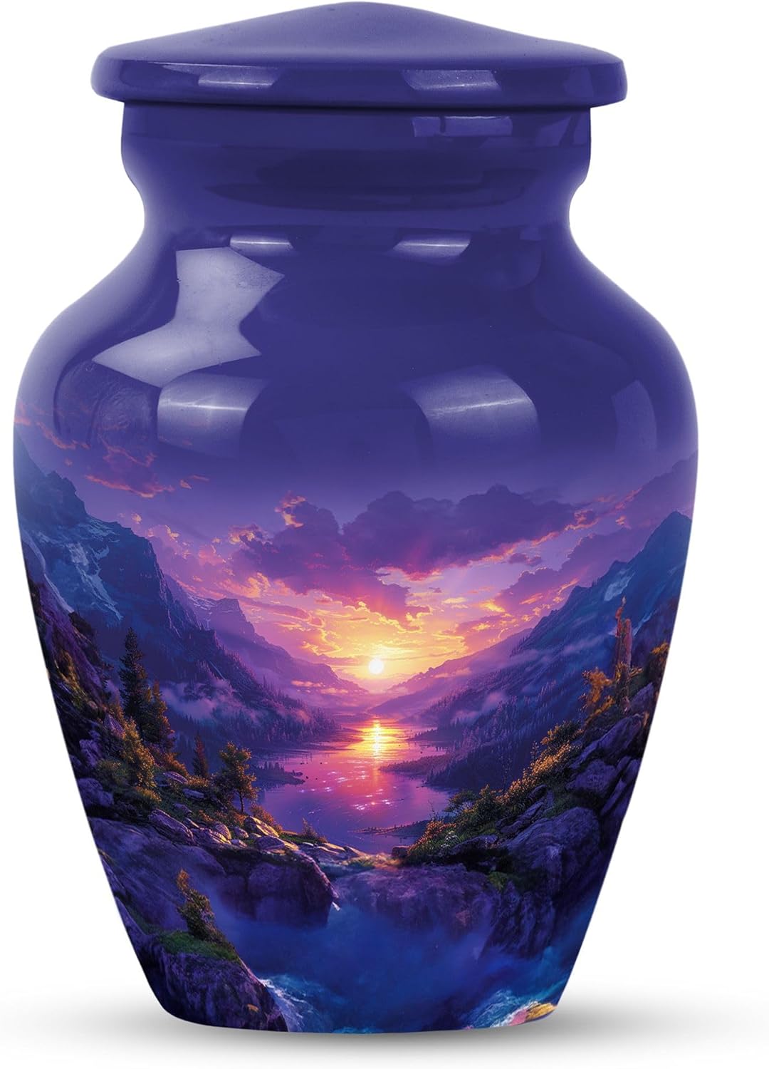 Purple Mountain Sunset Urns for Ashes for Women, Small Urn, Cremation Urns for Human Ashes, Funeral Urn for Ash - Pack of 1