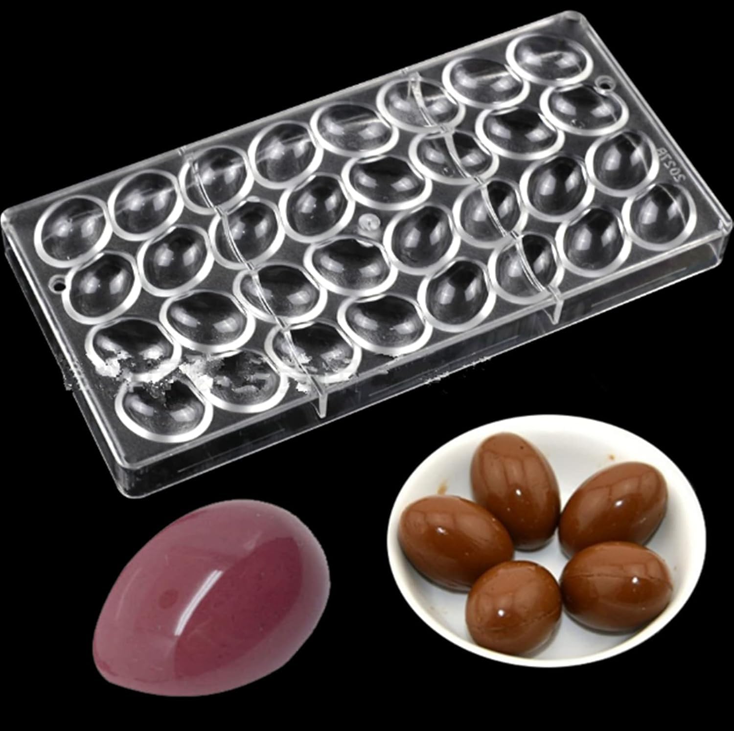 Paquete de 2 moldes de policarbonato para hacer chocolate con raspador (cubo + huevo ovalado)