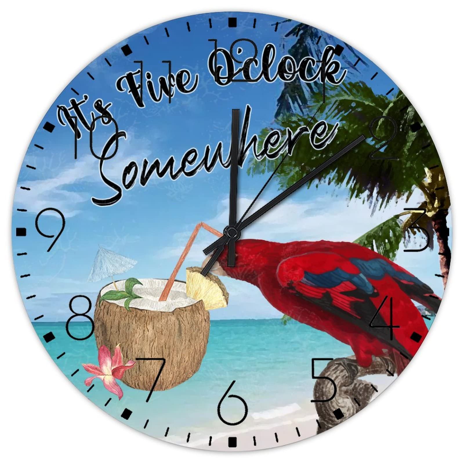 Horloge murale minimaliste bois 38,1 cm pendule ronde rustique pour chambre
