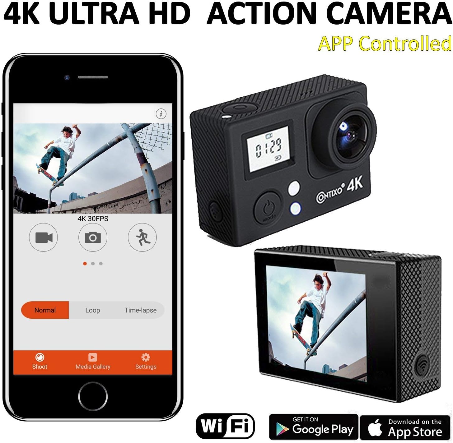 Contixo F17+ RC Quadcopter Photography Drone 4K Ultra HD Camera 16MP, Brushless Motors, 1 High Capacity Battery, Mount Compatible with GoPro Hero Cameras