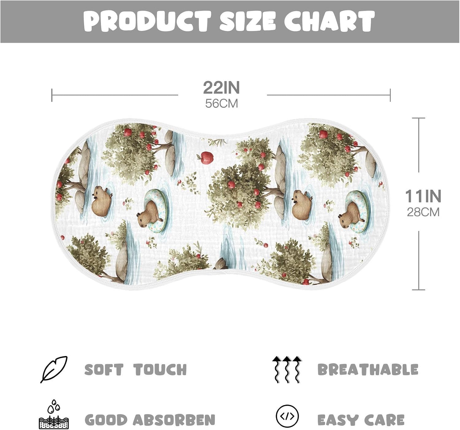 vvfelixl Water Rat Apple Trees Burp Cloths for Baby Boy Girls Baby Washcloths Burp Rags 1 Pack