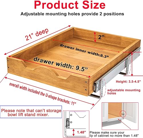 Vista 32 de DINDON Organizador de armario extraíble de 2 niveles (20 pulgadas de ancho x 18 pulgadas de profundidad) cajón de madera deslizante de doble nivel