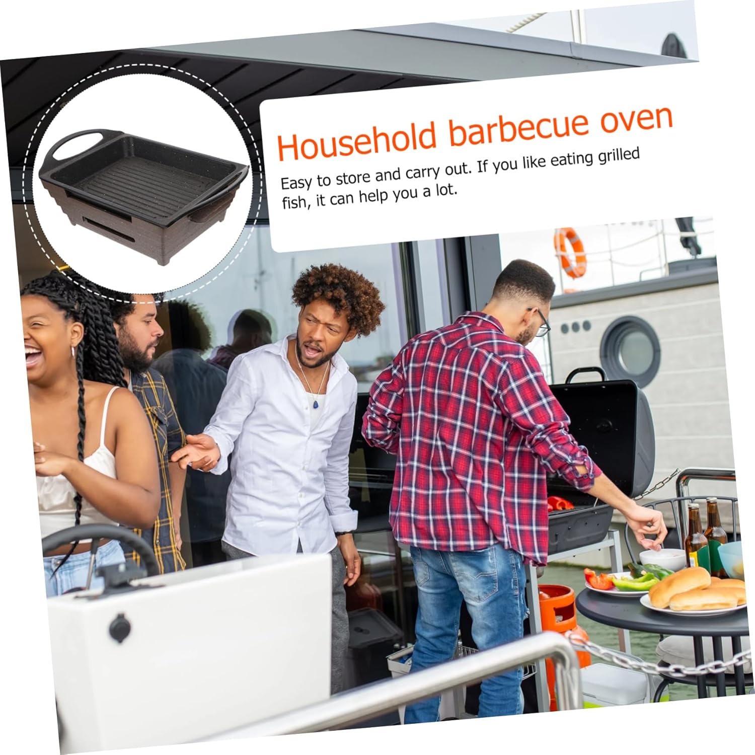 1pc Grilled Fish Stove Multi-purpose Barbecue Grill for Home Restaurant and Camping Easy to Clean Stable Base Supports Combustion Methods