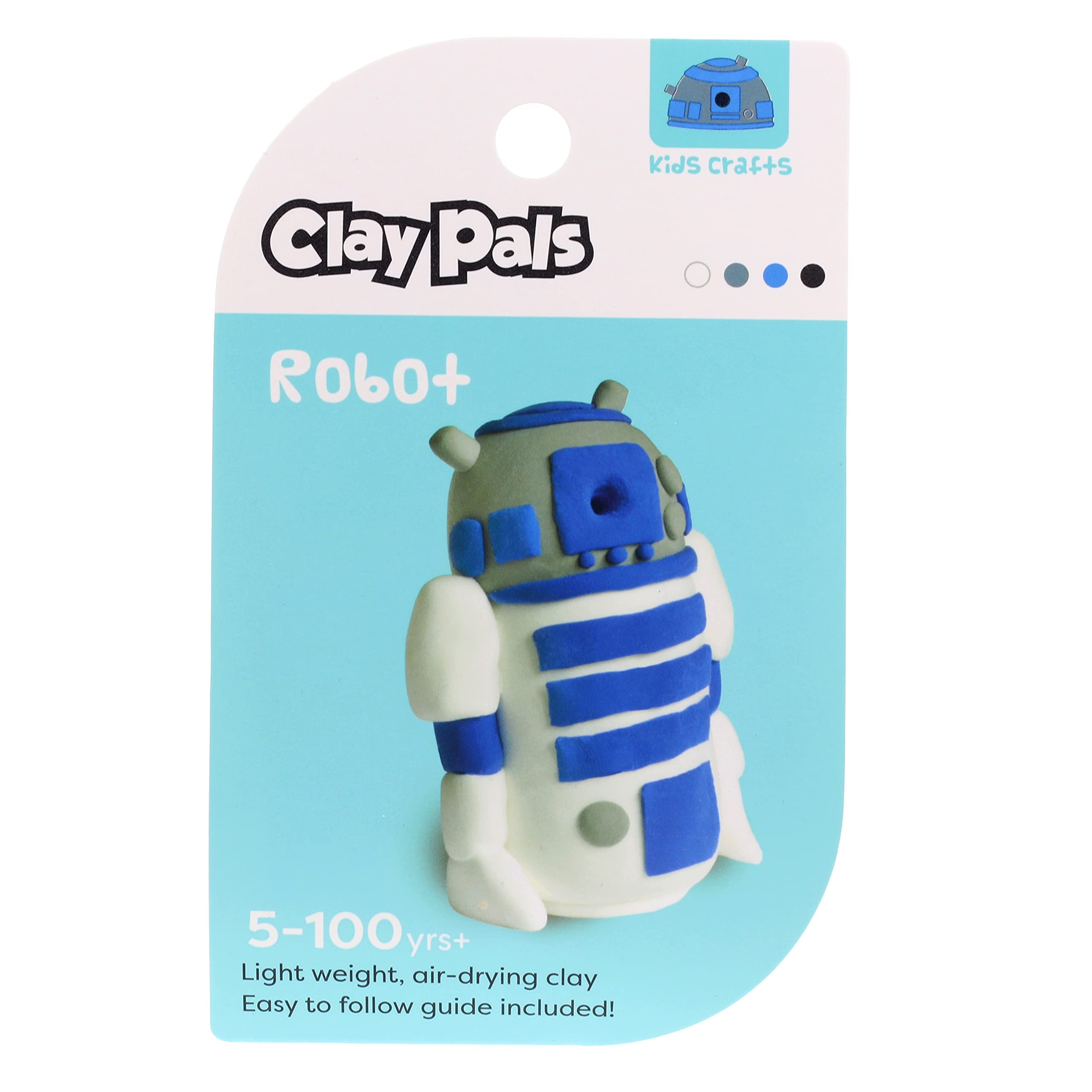 Clay Pals Blue and White Robot - Easy Sculpt Fun Fast Air Drying Non Toxic Quick Dry Ultra Light Creative Clay Art and Craft Modelling Set for Kids