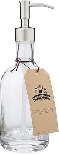 Jarmazing Products Dispensador de jabón de vidrio pesado y loción con bomba de acero inoxidable, 12 onzas
