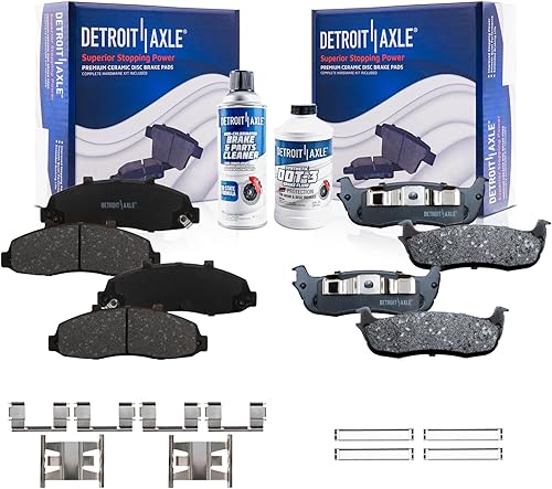 Detroit Axle - Pastillas de freno de cerámica delanteras y traseras con repuesto de hardware para Ford F-150 Lincoln Blackwood - Juego de 6 piezas
