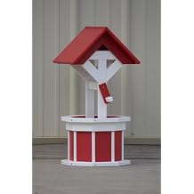 2 ft. Poly Wishing Well Planter, Red and White