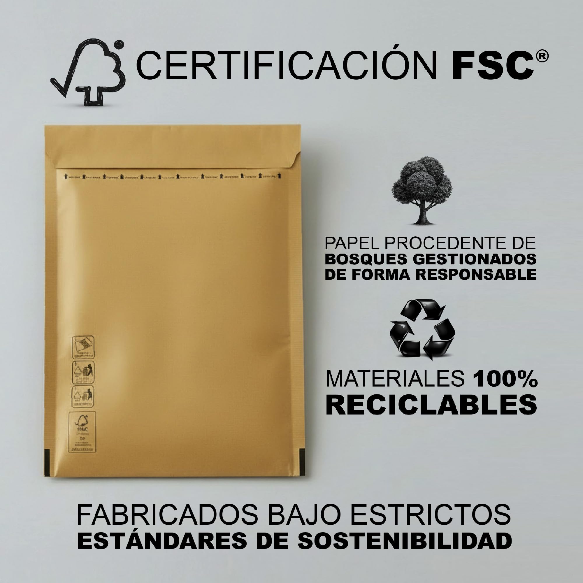 TIENDA EURASIA – Pack de Sobres Acolchados | Kraft Marrón Claro | Interior con Burbujas | Cierre Auto-Adhesivo | Sobres para Envíos Seguros y Protección de Productos (Pack 100 Uds - 220x265 mm)