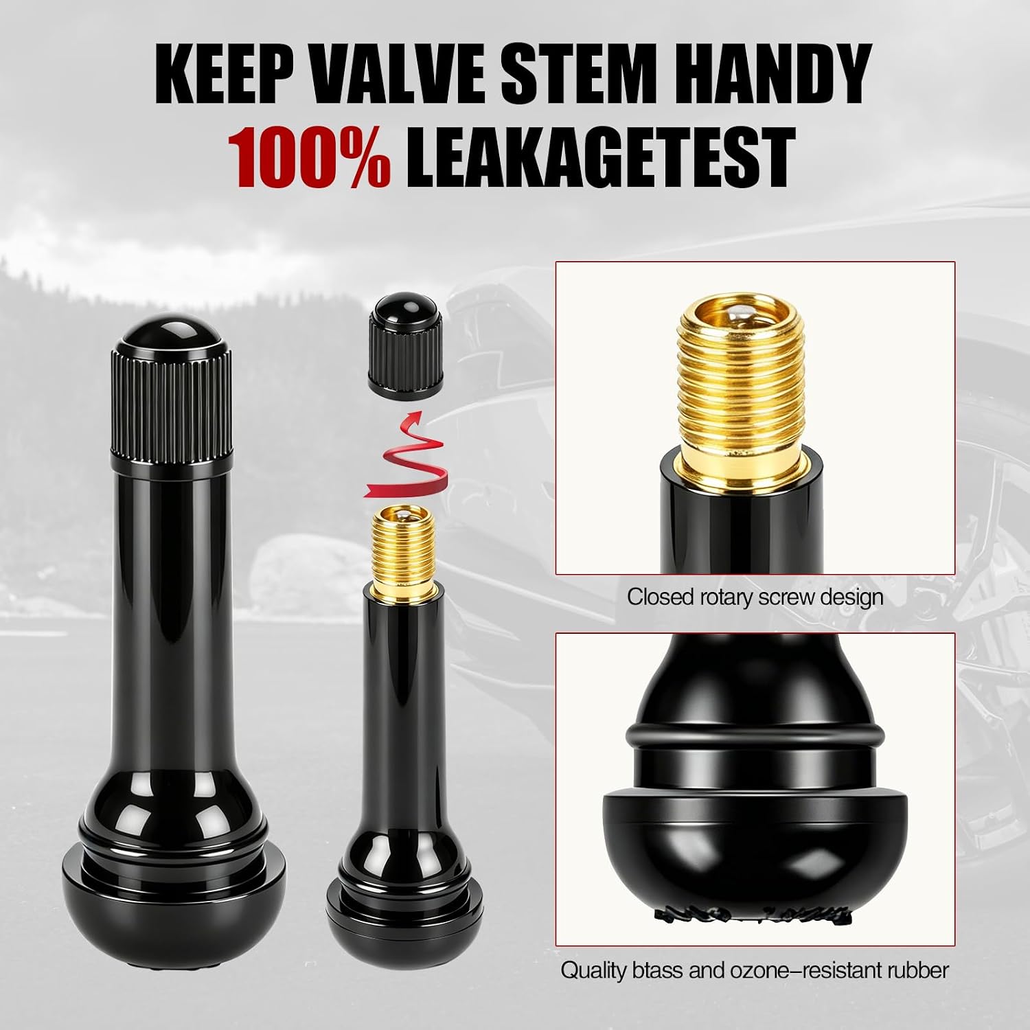 SUPERFASTRACING 100PCS TR418 Valve Standard 2" Snap in Tubeless Rubber Tire Valve Stem TR 418 Black