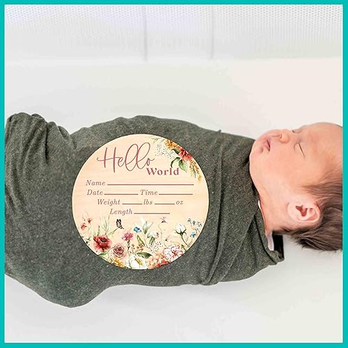 Miniatura 48 de Letrero de estadísticas de nacimiento para recién nacido, anuncio de nombre de bebé, accesorio de fotografía de Hello World Elephant Hospital
