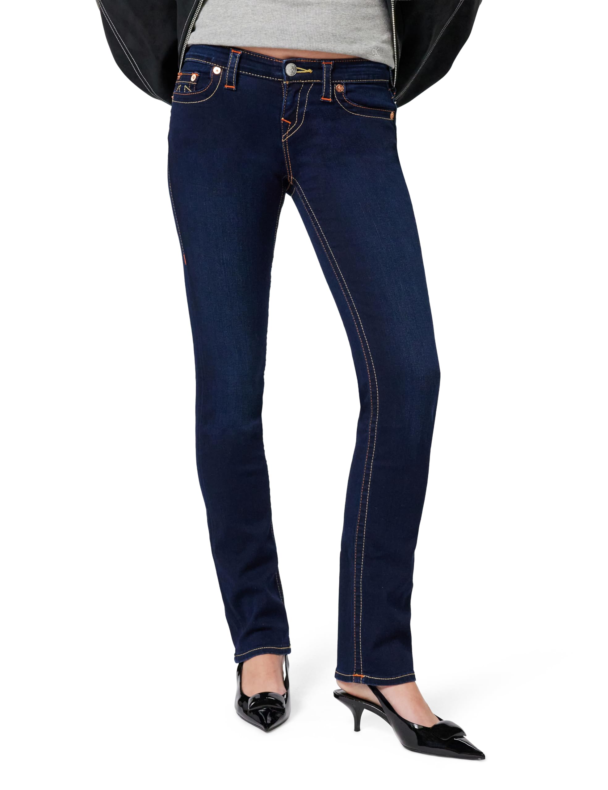 True Religion Women's Billie Mid Rise Straight Leg Jean, Minimal Abrasion, 26