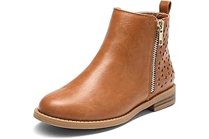 Girls Flat Ankle Boots with Side Zipper