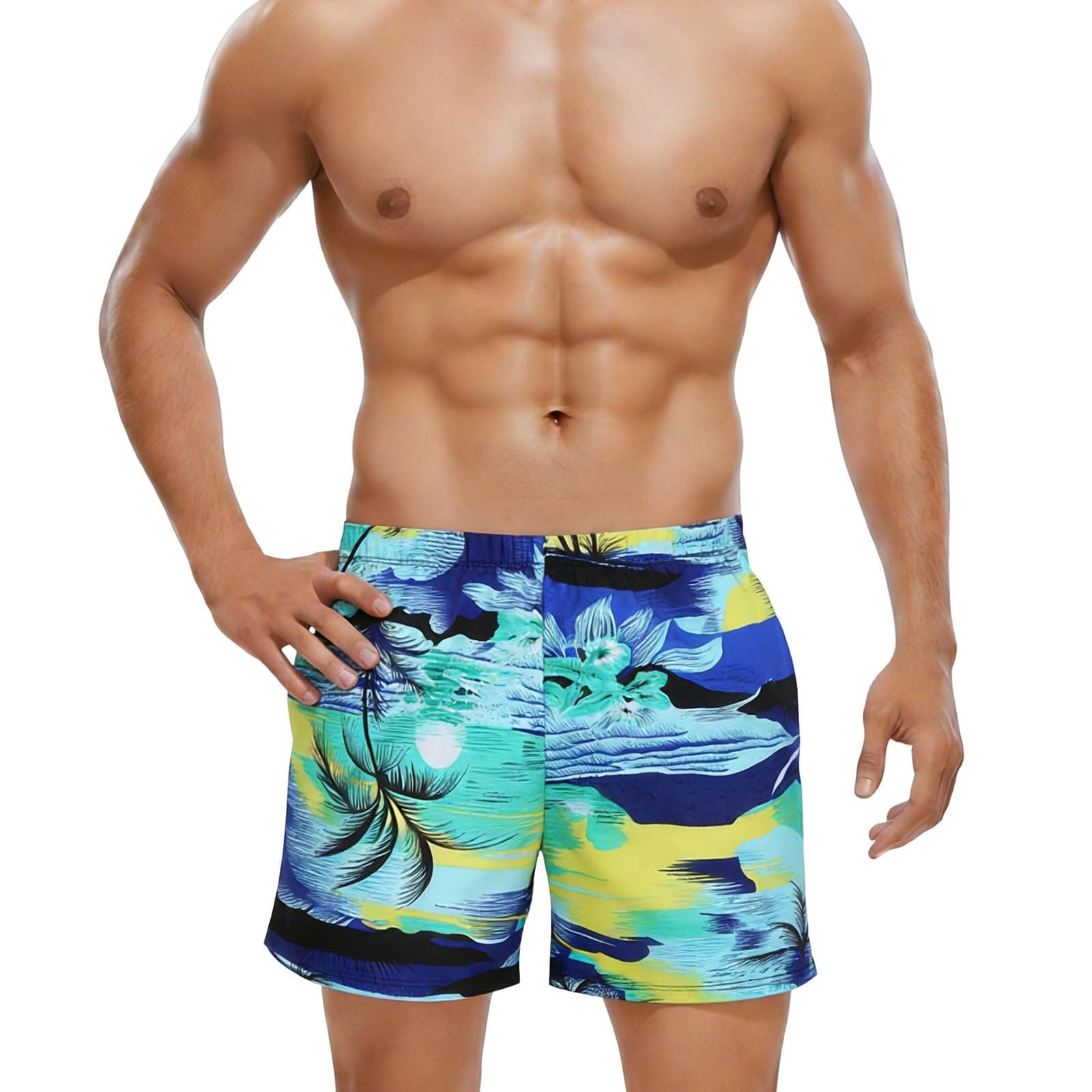 Shorts Herren Hawaii Kurze Hosen Sommer Leicht Und Luftig Herrenshorts Strand Atmungsaktive Sommershorts Tunnelzug Taschen Sport Freizeitshorts Freizeit Sportshort Hellblau Einheitsgröße