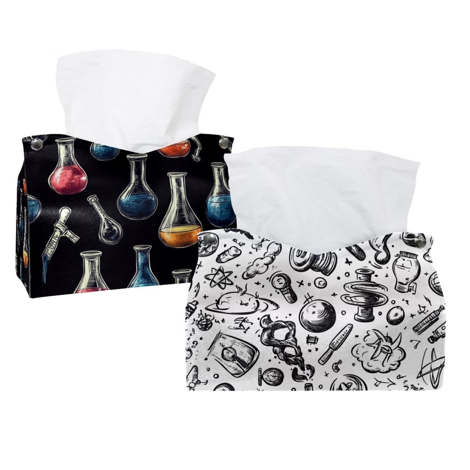 Support de boîte à mouchoirs à motif Science Vector, distributeur de serviettes de visage fluide
