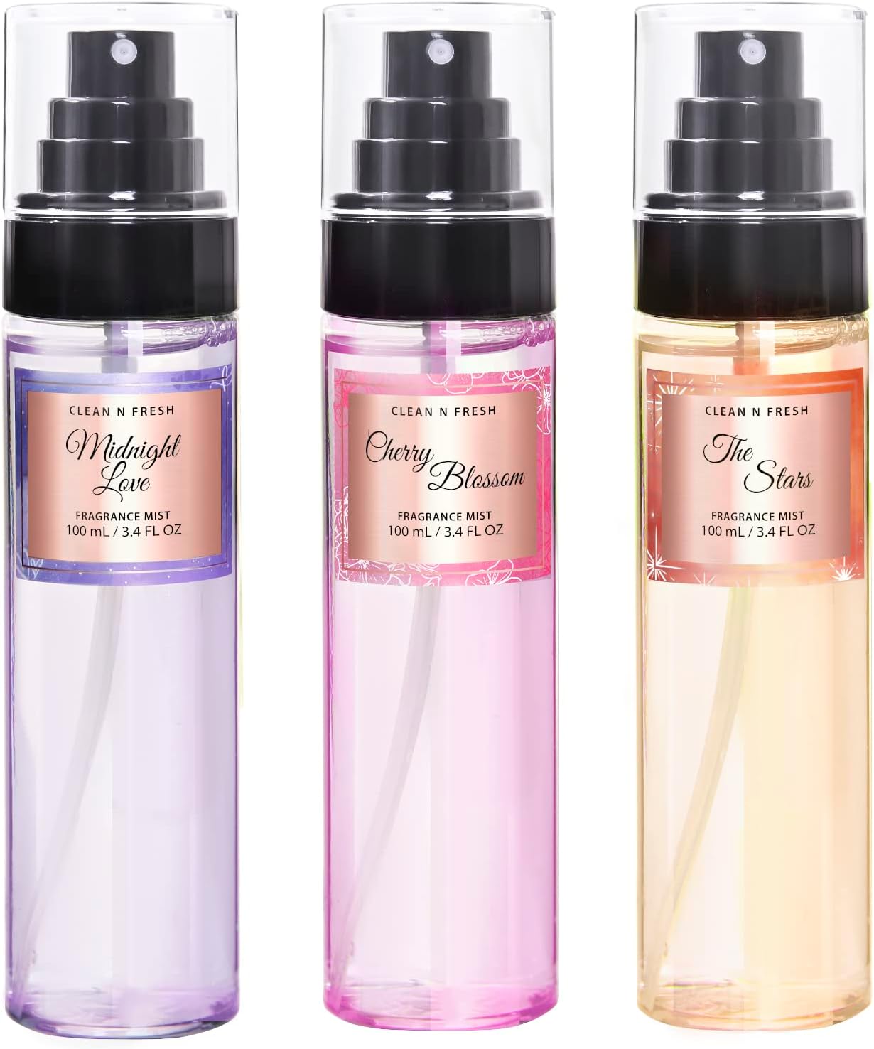 Clean-n-Fresh Body Spray for Women, Body Mist, Fragrance Mist Gift Sets, Pack of 3, Each 3.4 Fl Oz, Total 10.2 Fl Oz, Cherry Blossom