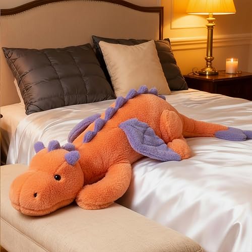 Miniatura 73 de ARELUX Peluche grande de dragón de 36 pulgadas, suave peluche de pterosaurio verde, almohada gigante de dinosaurio mullido con alas para amigos