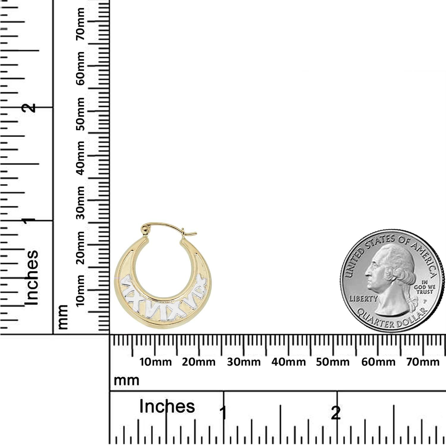 AVORA 14K Gold Two-Tone Roman Numerals Hoop Earrings