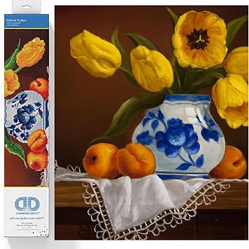 DIAMOND DOTZ Yellow Tulips Partial Drill Round Dotz Diamond Painting Kit for Adults, 16x20