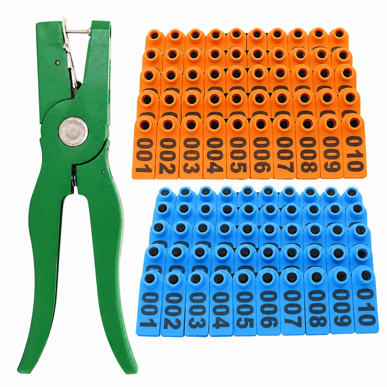 200 targhette per orecchie di pecora, numerate 001-100, con pinze per capre