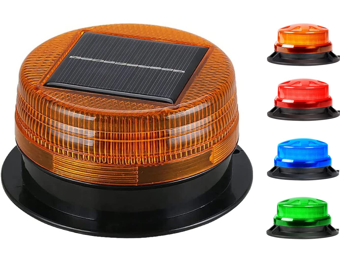 Solar LED Beacon Light Emergency Warning Strobe Light with Magnetic Base, Wireless Waterproof Recovery Beacon Light for Cars Truck Tractors Bus Forklift SUV Construction Vehicle