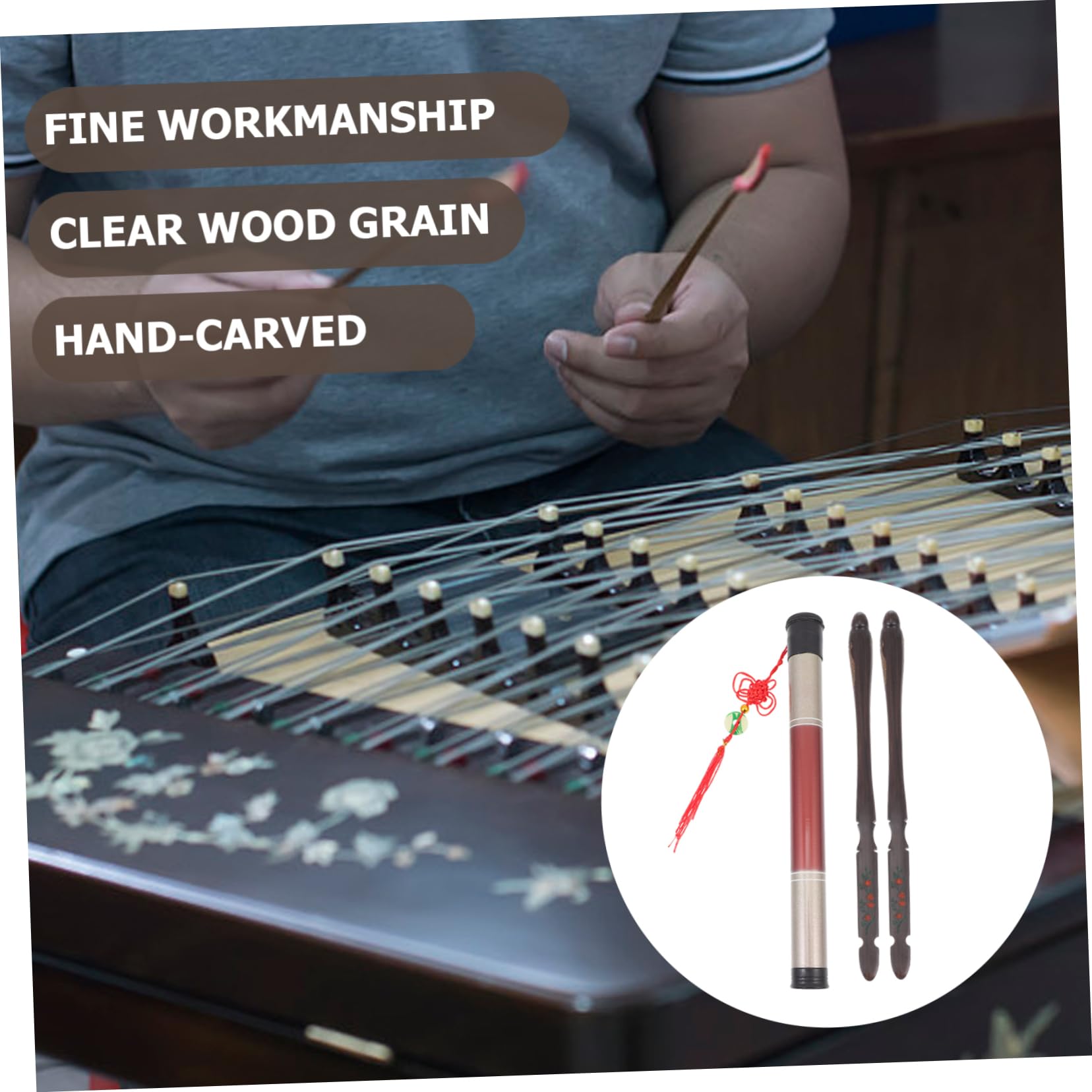Yardwe Dulcimer Practice Hammers Ebony Dulcimer Hammers Professional Storage Bucket