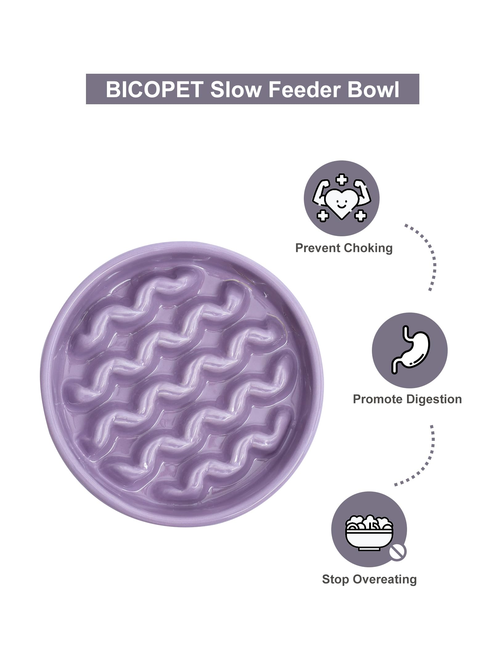Futternapf für langsames Fressen, Keramik, Größe M, Violett