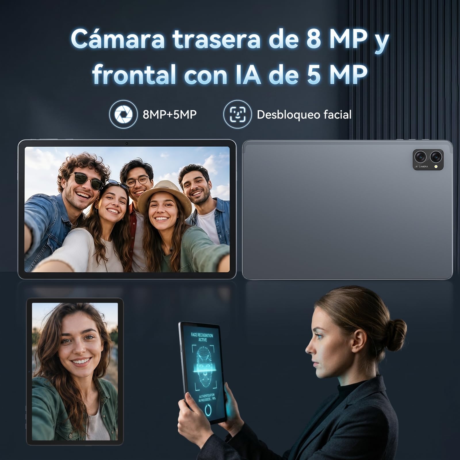 TABWEE Android 16 Tablet con Teclado y Lapiz, 24 GB RAM+ 256 GB ROM | Tablet para Trabajo y Estudiantes, Octa-Core, Gemini AI, Widevine L1, 10 Pulgadas, 8MP+5MP, Face ID, GPS (Garantía de 4 Años)