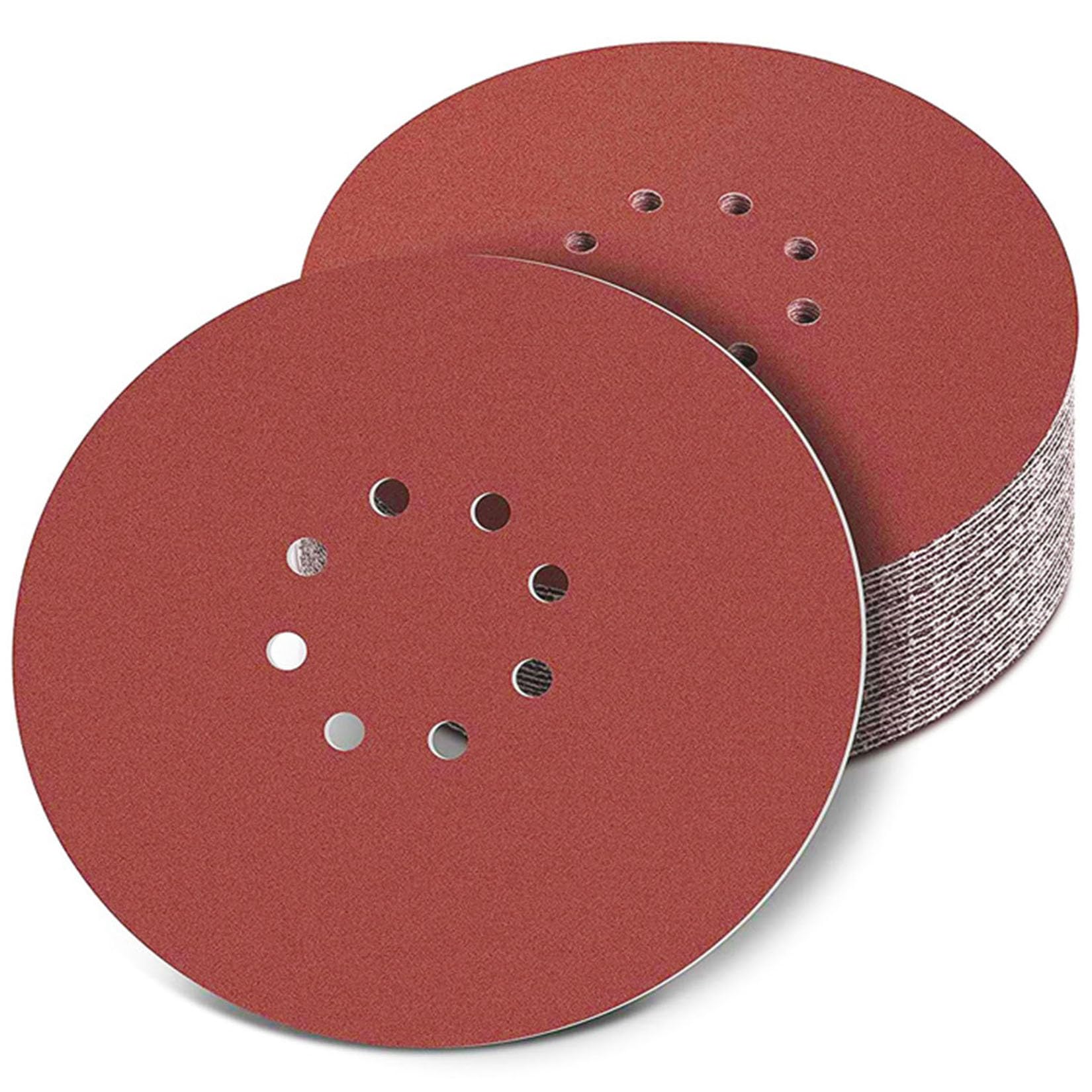 55 Piezas Discos de Lija 225 mm, Discos de Pulir 8 Agujeros Redondos Papel Abrasivo para Lijadora de Cuello Largo Lijadora de Paredes y Techos (40/60/80/120/240 Grano) Papel De Lija