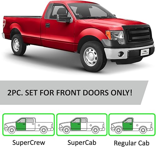 Miniatura 5 de Voron Glass Protectores de lluvia extra duraderos en canal para camiones Ford F-150 2009-2014 cabina regular, deflectores de ventana, viseras de