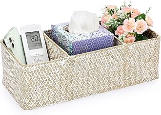 HipiweHipiwe Seagrass Nesting Storage Basket - 3 Sections Woven Shelf Basket Hand-Woven Wicker Storage Bin Home Organizer Bins for Shelves, Kitchen Cabinets, Pantry, Bathroom, Closets Organizer