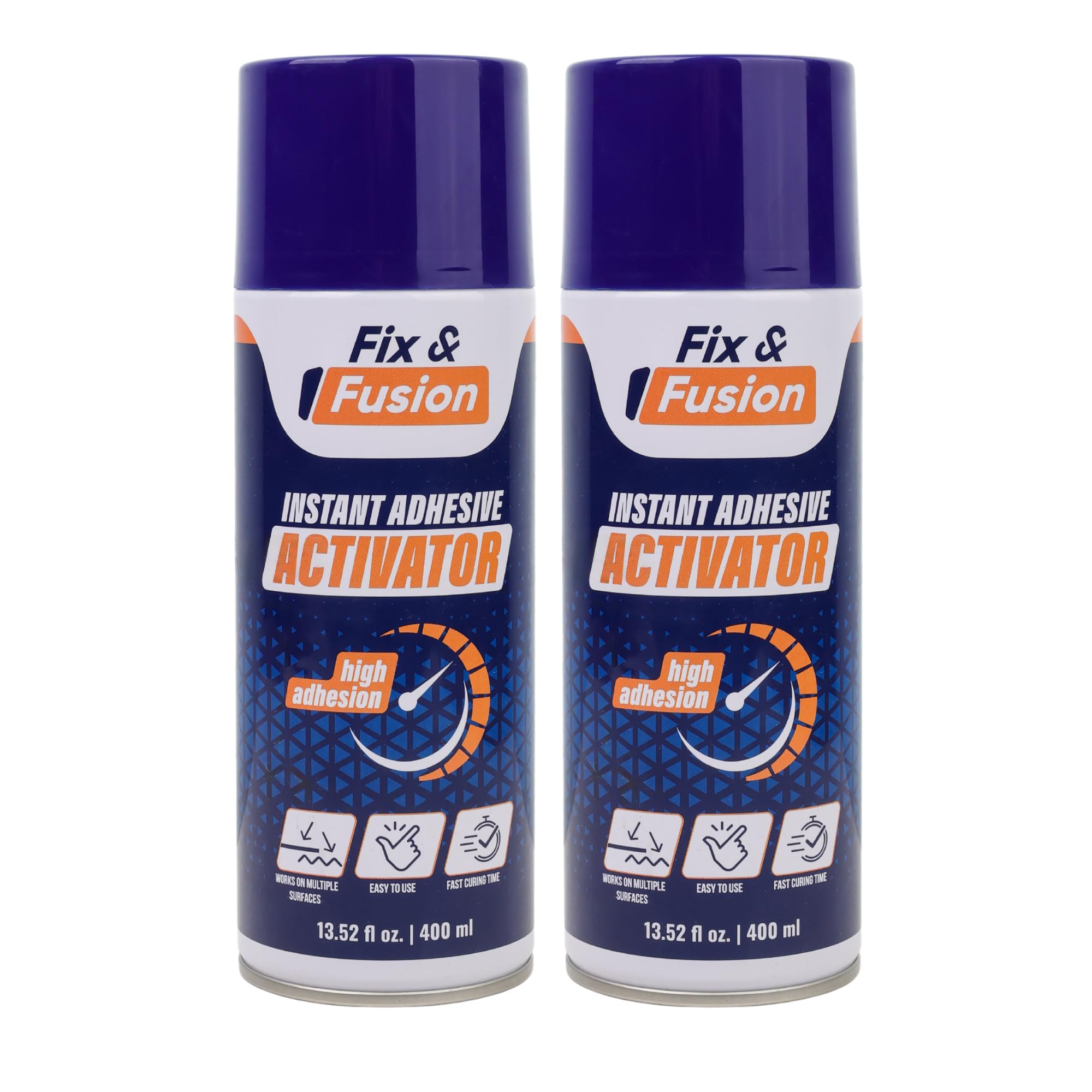 FIX & FUSION Activateur Spray (400 ml) | Accélérateur Séchage pour Colle Cyanoacrylate (CA) Super Glue | Bois, Plastique, Caoutchouc, Granit & Bricolage | Adhérence Renforcée, Séchage Rapide (2 Pack)