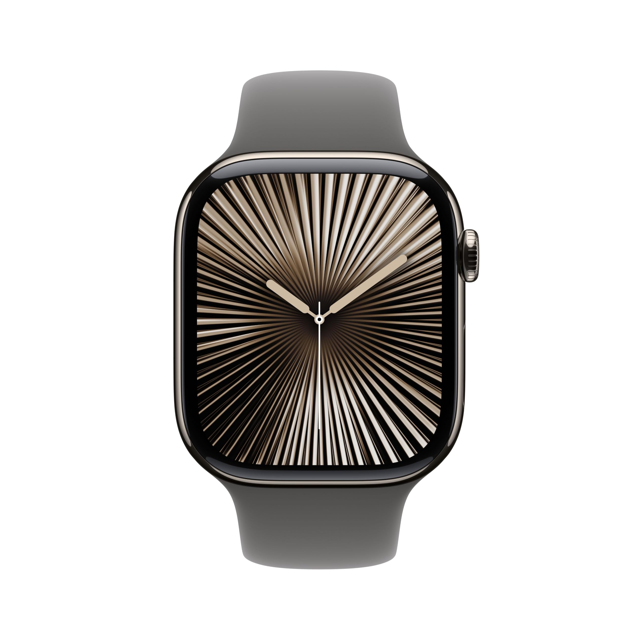 Apple Watch Series 10 GPS + Cellular 46 mm Smartwatch con cassa in titanio color Naturale e cinturino Sport Loop Grigio pietra - S/M. Fitness tracker, app ECG, display Retina always-on, Carbon Neutral