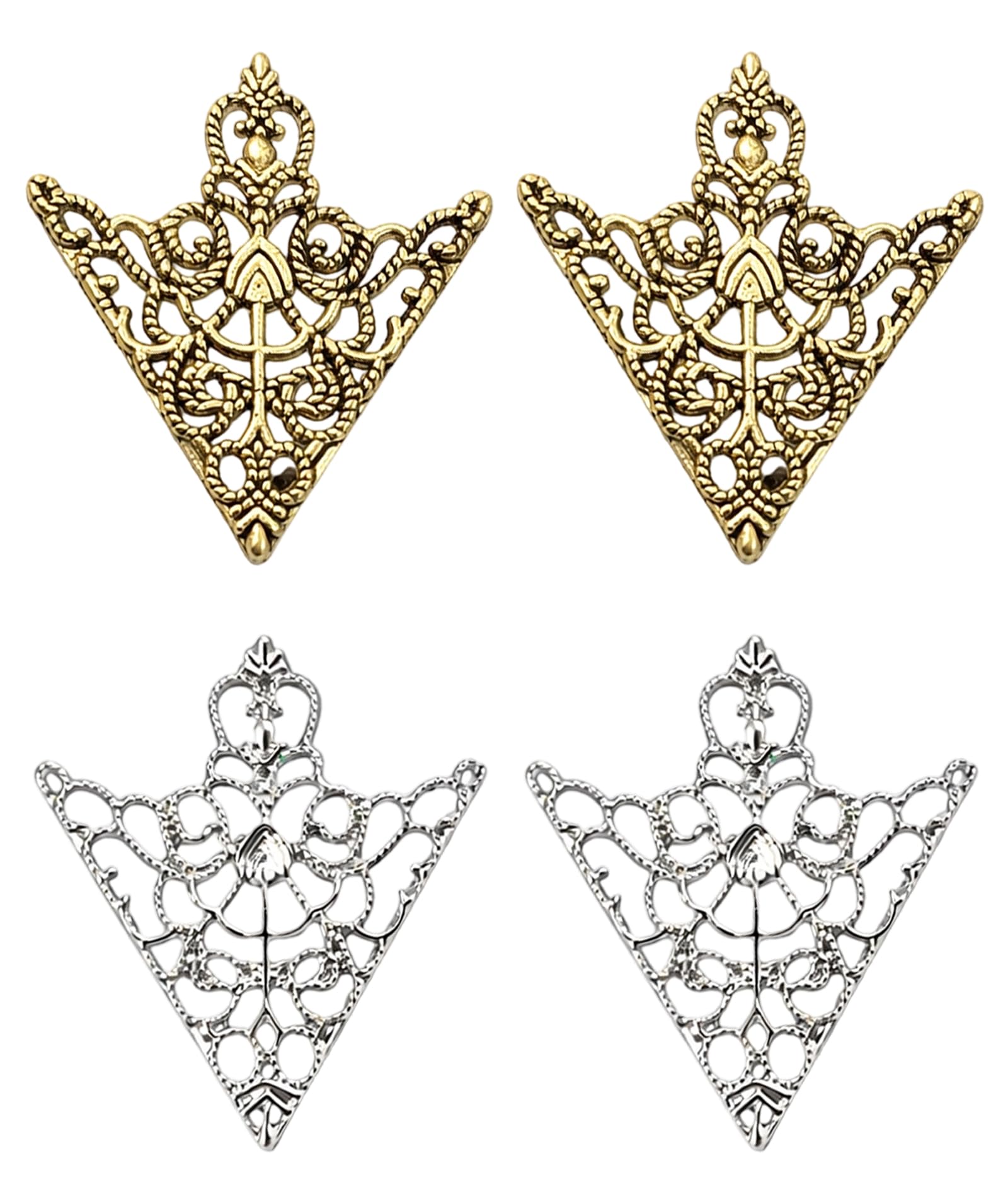 4 PCS Collar Pin and Tie Pin for Men Formal Wear, Elegant Brooch for Men Floral Design, Shirt Collar Accessory with Gold and Silver Finish