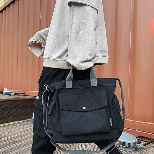 Miniatura 2 de Large Canvas Crossbody Tote Bag Messenger Bag Work Totes Multi Pockets Shoulder Purse Travel Handbag Hobo Bag for Men Women