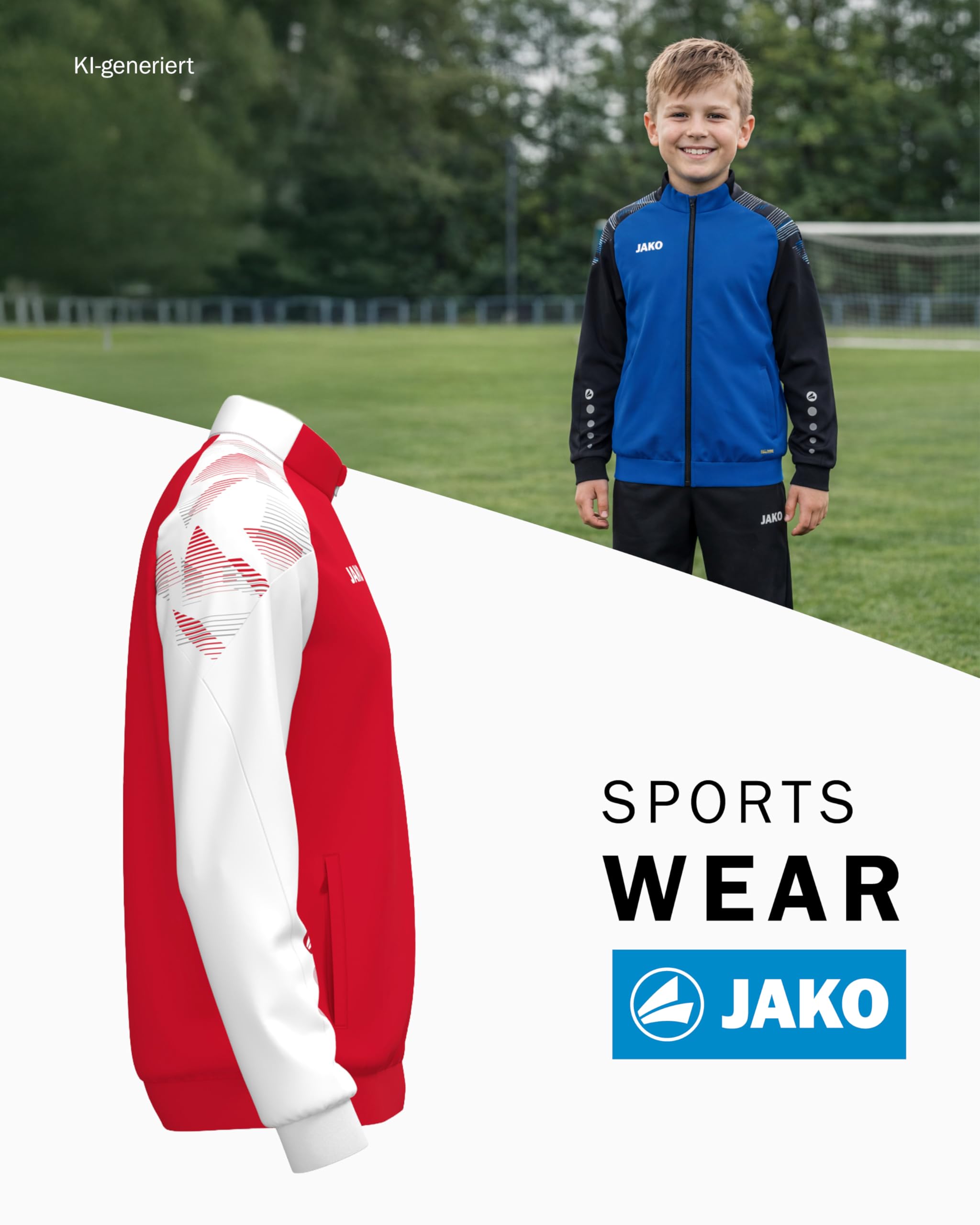 JAKO Polyesteranzug Sonic – Vielseitiger Sportanzug Kinder für Training, Sport & Freizeit mit Keep Dry-Funktion, 100% recyceltes Polyester
