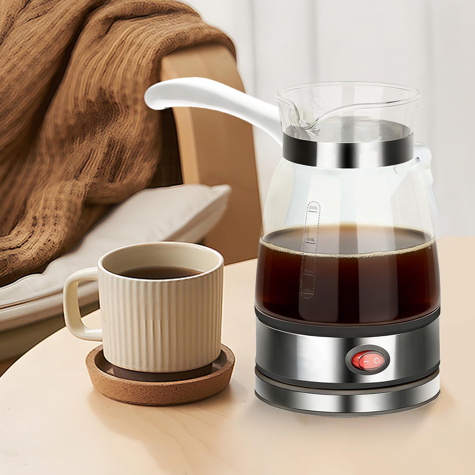Leikurvo Elektrische Türkische Kaffeemaschine: 500ml Türkischer Kaffeekocher Turkish Coffee Pot Elektrische Kaffeekanne Teekanne Espressokocher Camping Kaffeekocher Mokkakanne Turkish Coffee Maker