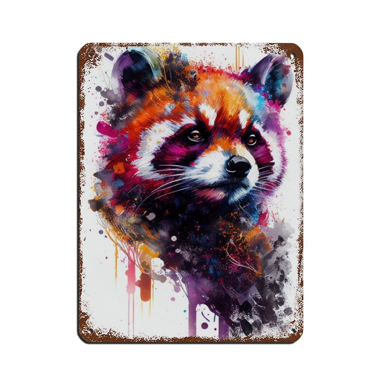 Watercolour Portrait Red Panda Poster（3） Retro Poster Metal Tin Sign Chic Art Retro Iron Painting Bar People Cave Cafe Family Garage Poster Wall Decoration 12x16inch(30x40cm)