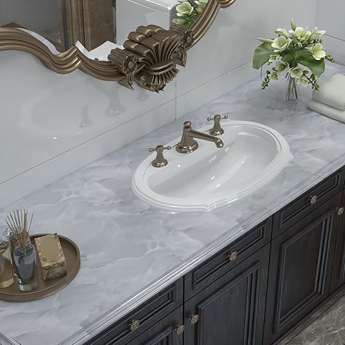 Miniatura 5 de Papel de contacto de mármol gris de 35 x 196 pulgadas, papel tapiz de mármol, papel tapiz autoadhesivo para paredes de cocina, impermeable, fácil de