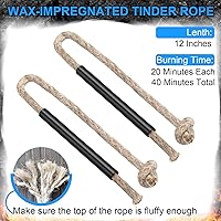 Vista 6 de Kit de arranque de fuego con barra de ferro – Pedernal y acero de 5" con dos cordones de yesca encerada y paracord para camping, senderismo