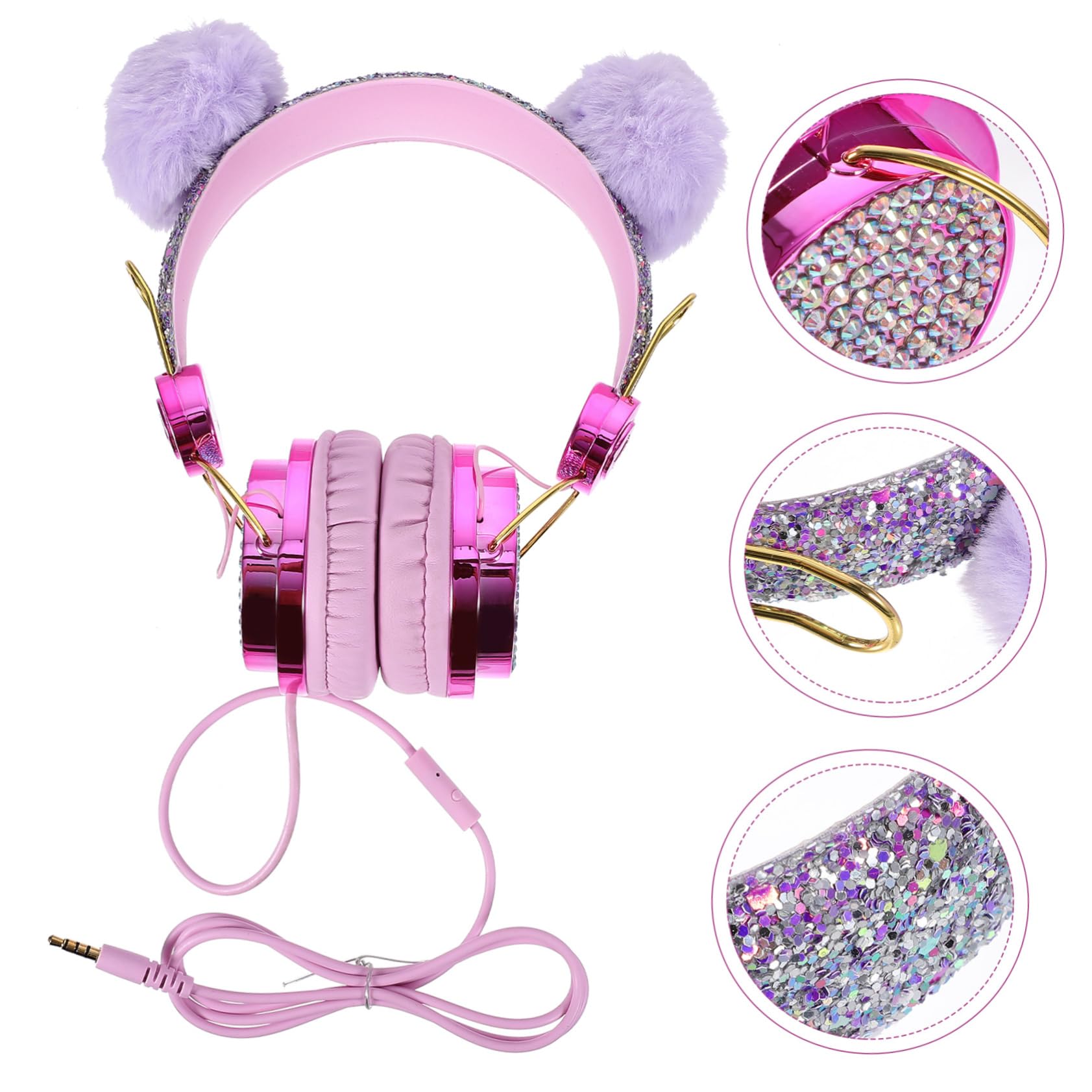 DOITOOL 3 Cuffie Per Bambini Auricolari in Peluche Volume Regolabile Per Ragazze E Ragazzi Per Uso Scolastico E Domestico