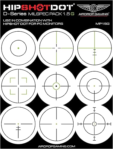 HipShotDot D-Series Milspec Pack Calcomanías reutilizables transparentes para TV Calcomanía para juegos de televisión o monitor para videojuegos