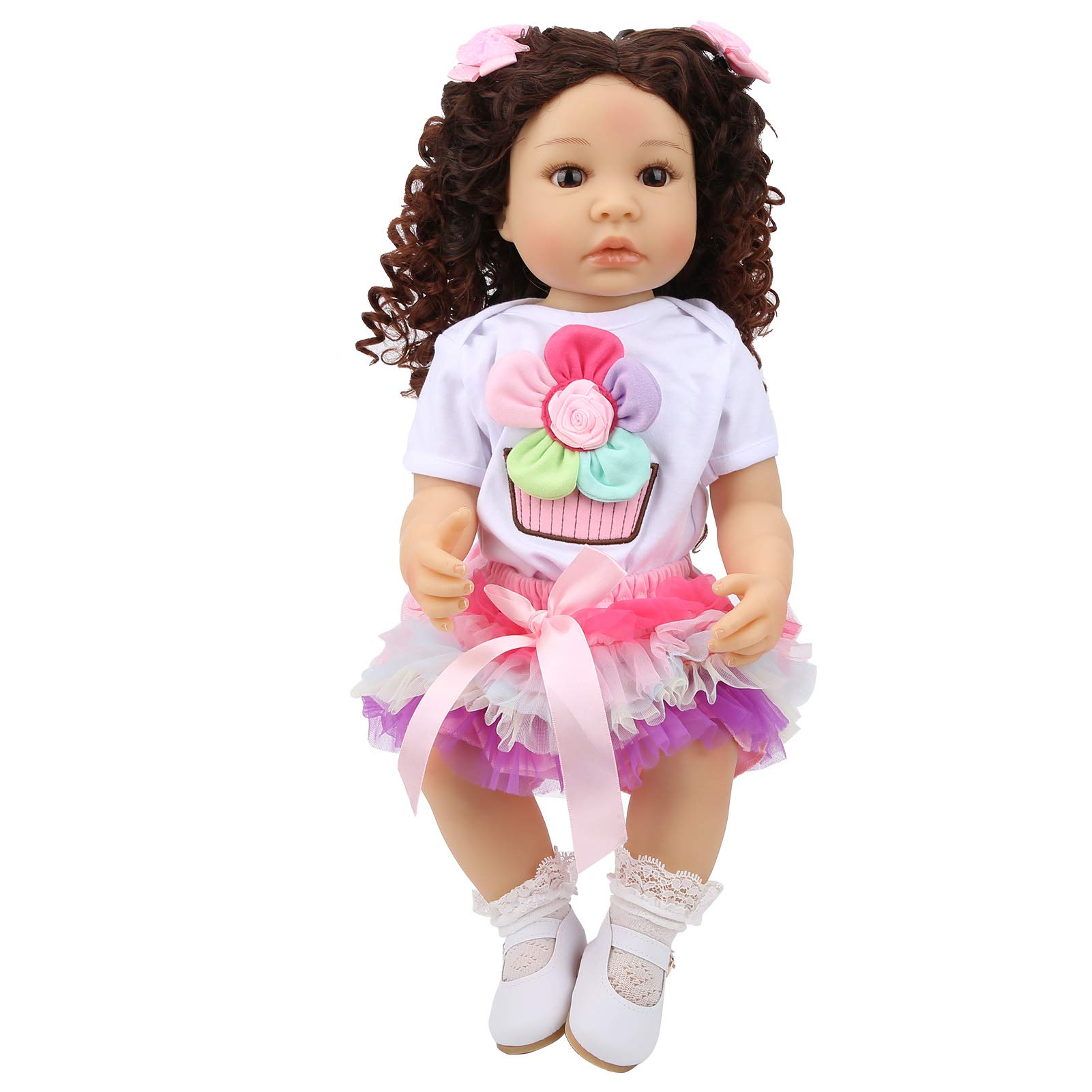 Generic Doll 55 Cm Miękkie Winylowe Kręcone Włosy Dziewczyna Zabawka dla Dzieci Prezent - Realistyczny Rozmiar Noworodka 21,7 Cala