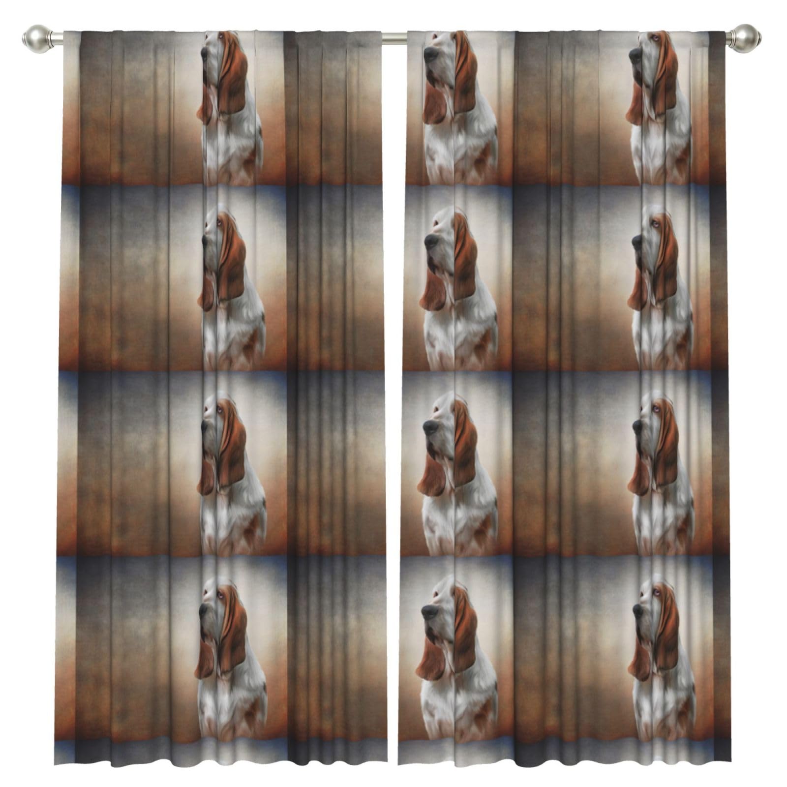 InOmak Dog Basset Hound, 2 Panels Window Curtains 52 x 84 Inch Blackout Curtains for Living Room Bedroom