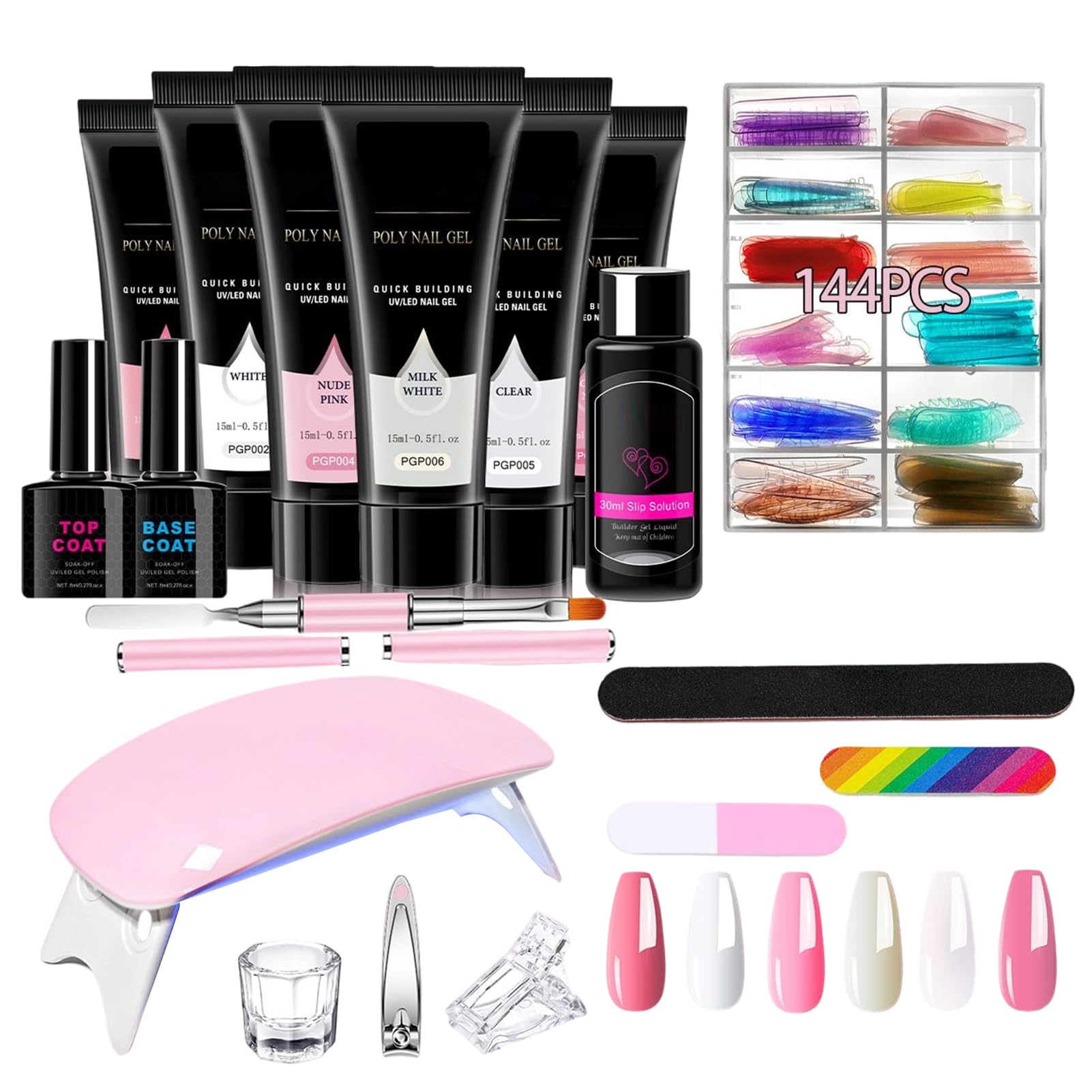 Kit Gel per Ricostruzione Unghie 6 Colori Leggeri | Smalto per Allungamento Unghie Donna Ideale per Viaggi, Casa, Ufficio, Scuola - Regalo per Fidanzata, Moglie, , Sorella,