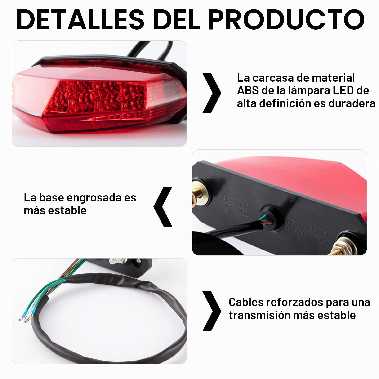 Luz Trasera de Freno de Motocicleta, Faro de Freno Universal 12V, Señal de Advertencia Impermeable de Alta Luminosidad con Carcasa ABS Robusta, para Motocicleta Scooter Quad ATV Dirt Bike