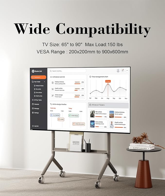 Soporte Móvil para TV NB ERGONOMIC P100 65-90 Pulgadas miniatura 4